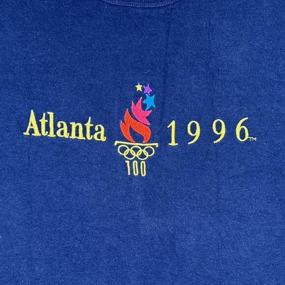 Vintage Champion Atlanta Olympics 1996 Embroidered Crew Neck Tee - Size XL - Picture 2 of 5